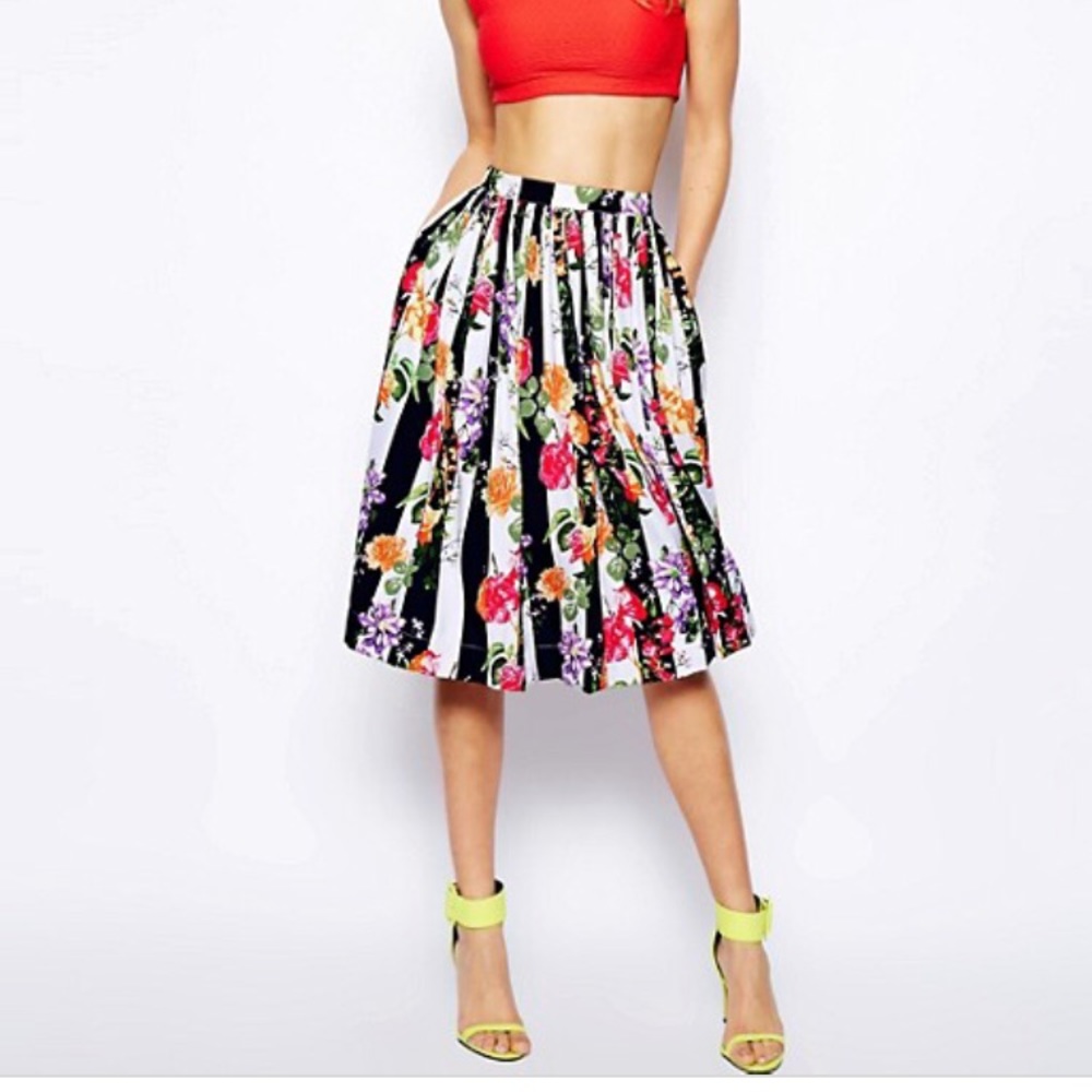 ASOS striped floral skirt